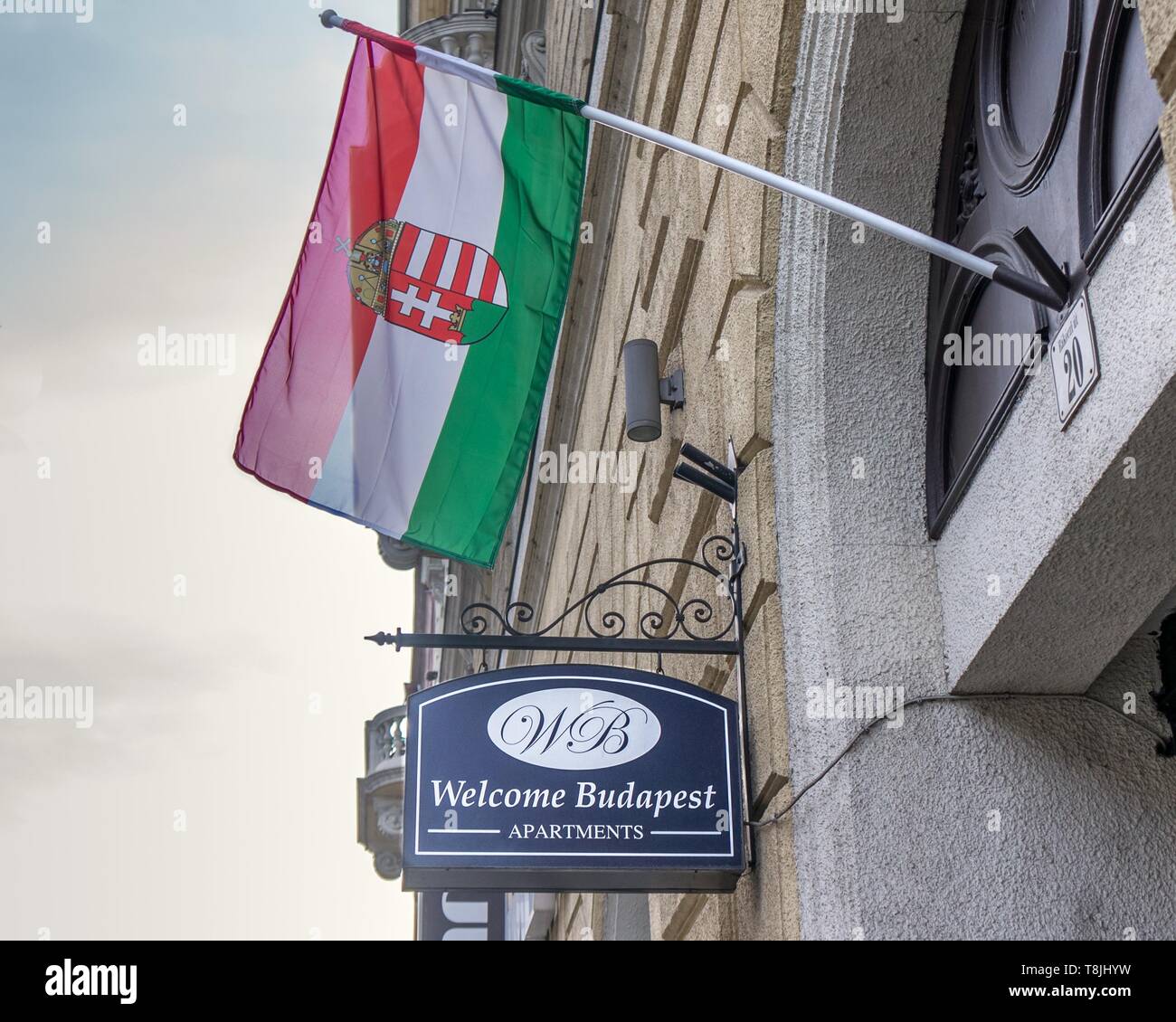 Welcome budapest apartments billboard dans Budapest. Banque D'Images