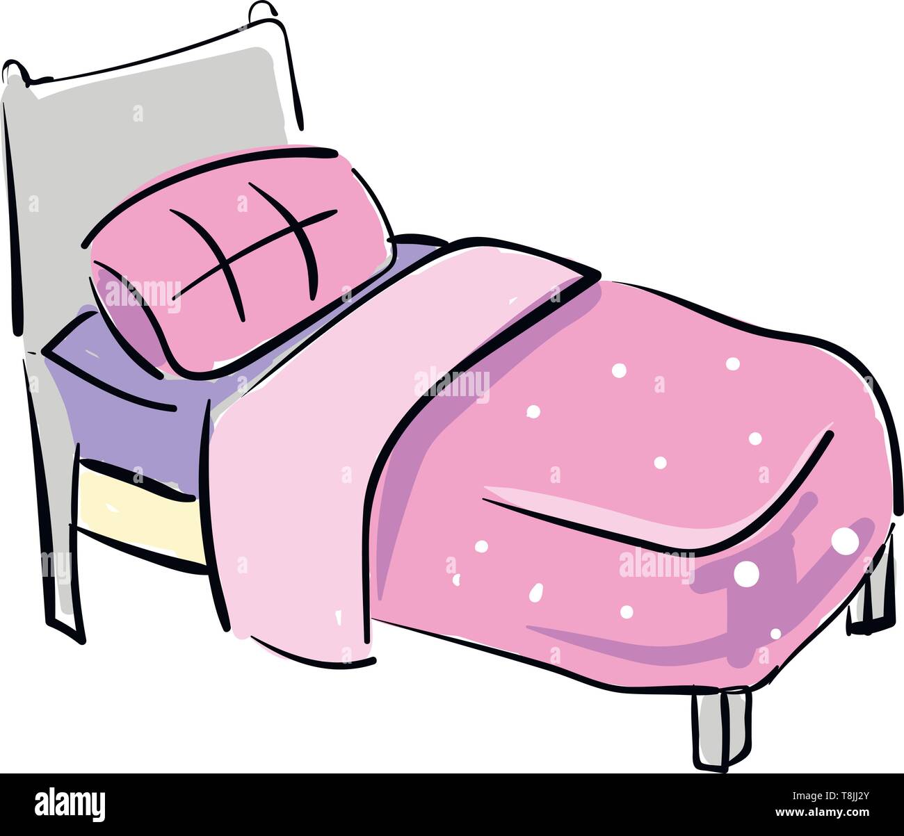 Gray lit avec oreiller et une couverture rose, Scénario, dessin en couleur  ou d'illustration Image Vectorielle Stock - Alamy