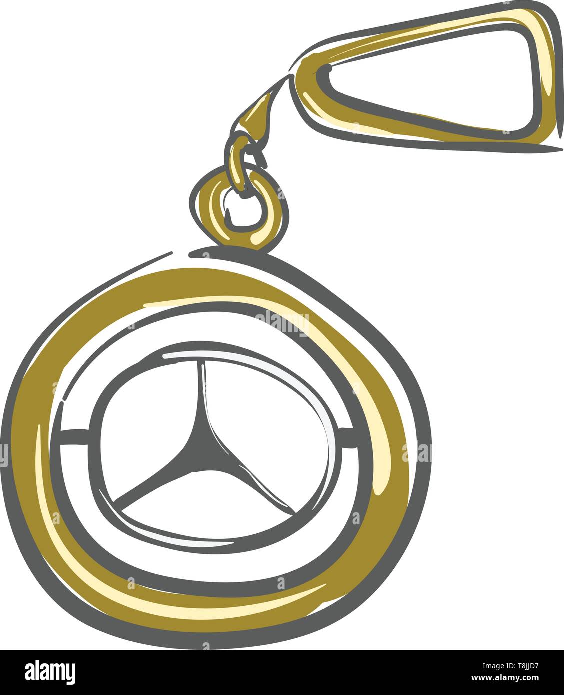 Or un trousseau de benz de Mercedes avec un emblème d'argent, Scénario, dessin en couleur ou d'illustration. Illustration de Vecteur