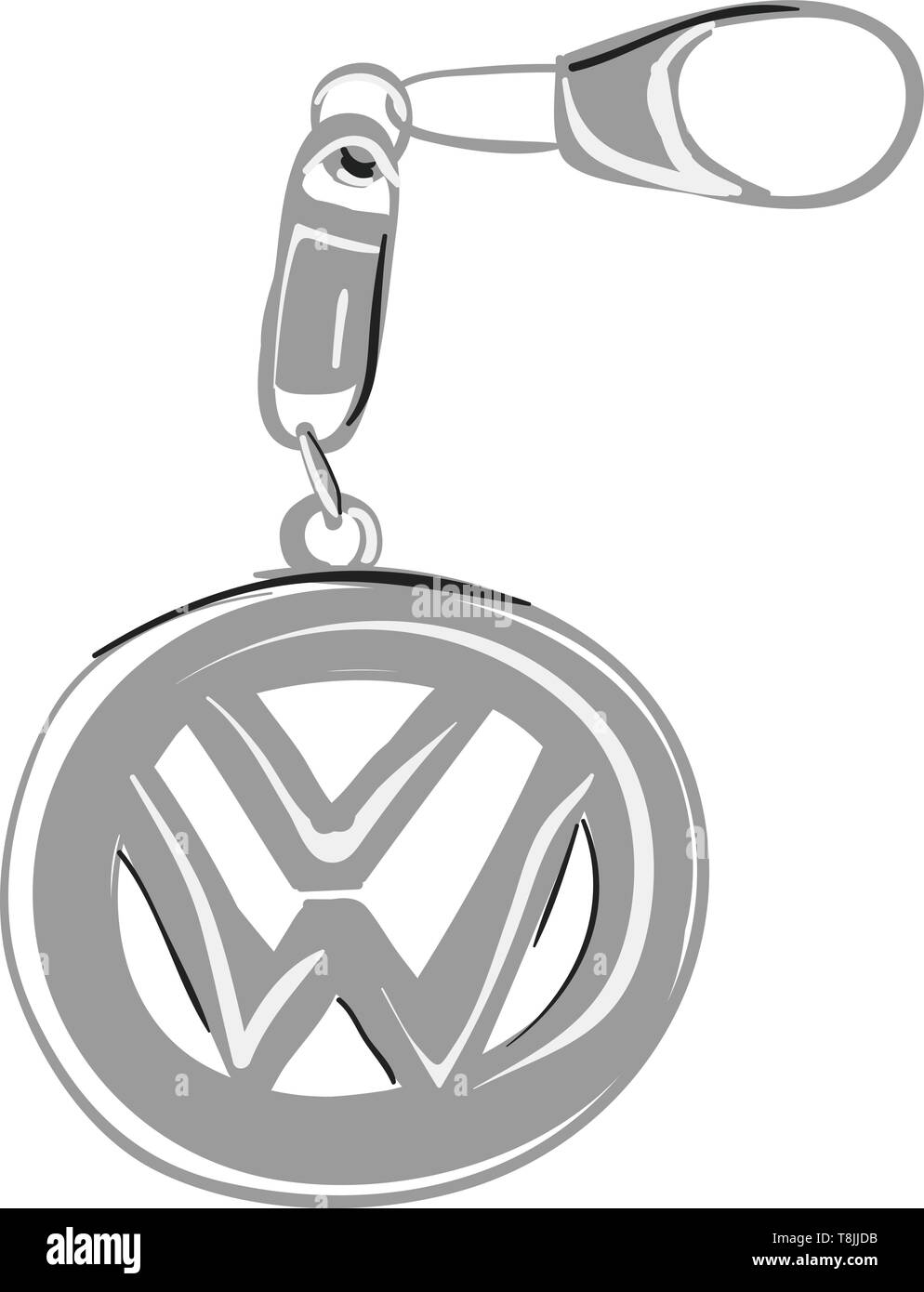 Un trousseau de Volkswagen d'argent attachée à un porte-clés, Scénario, dessin en couleur ou d'illustration. Illustration de Vecteur