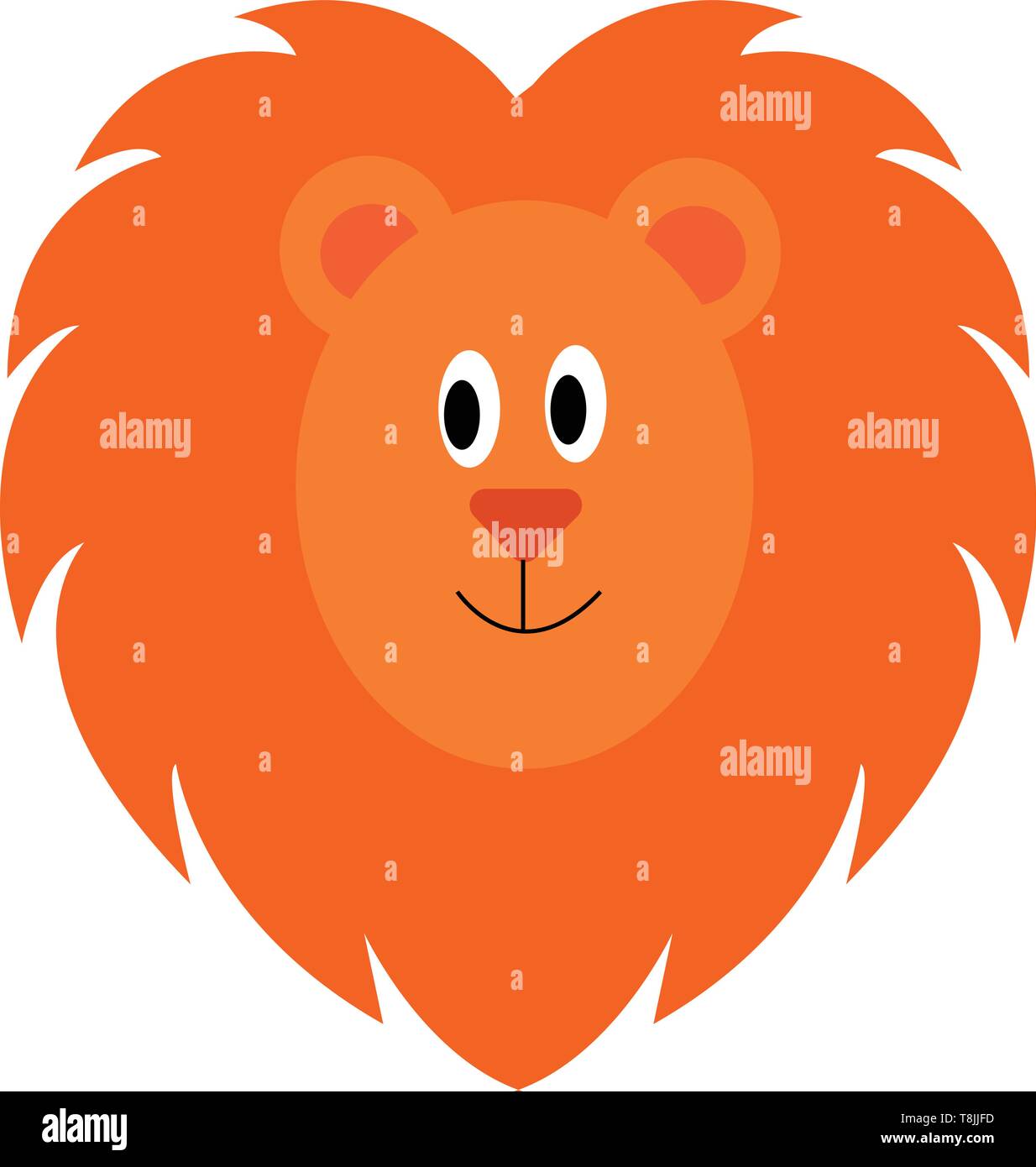 Un lion orange smiling, Scénario, dessin en couleur ou d'illustration. Illustration de Vecteur