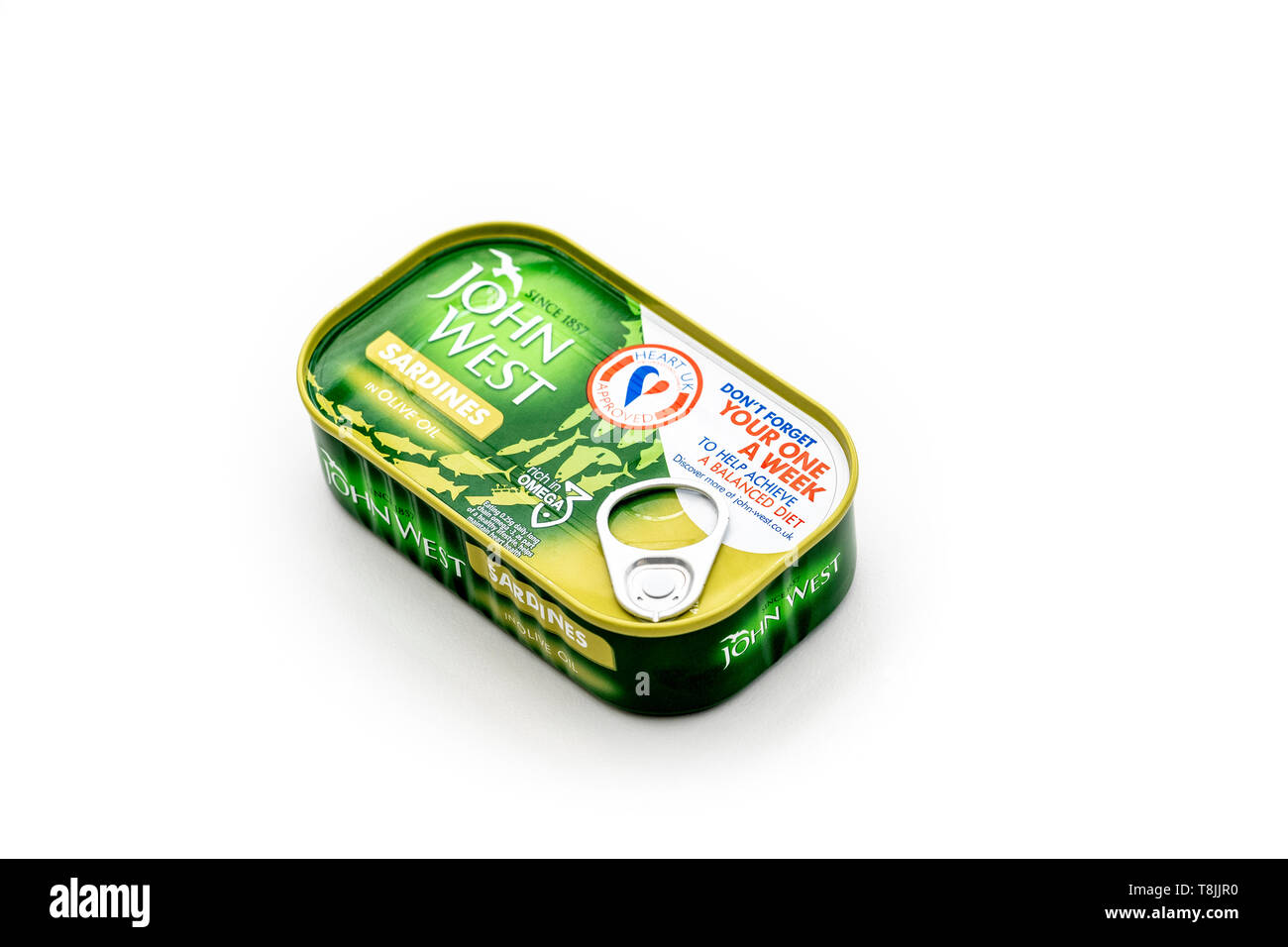 Boîte de sardines marque John West Banque D'Images