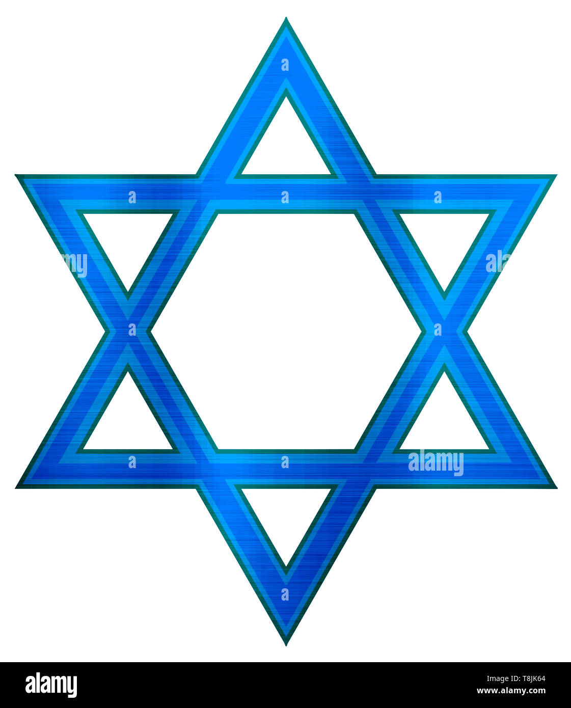 Étoile de David le judaïsme religion juive illustration blue metallic Banque D'Images