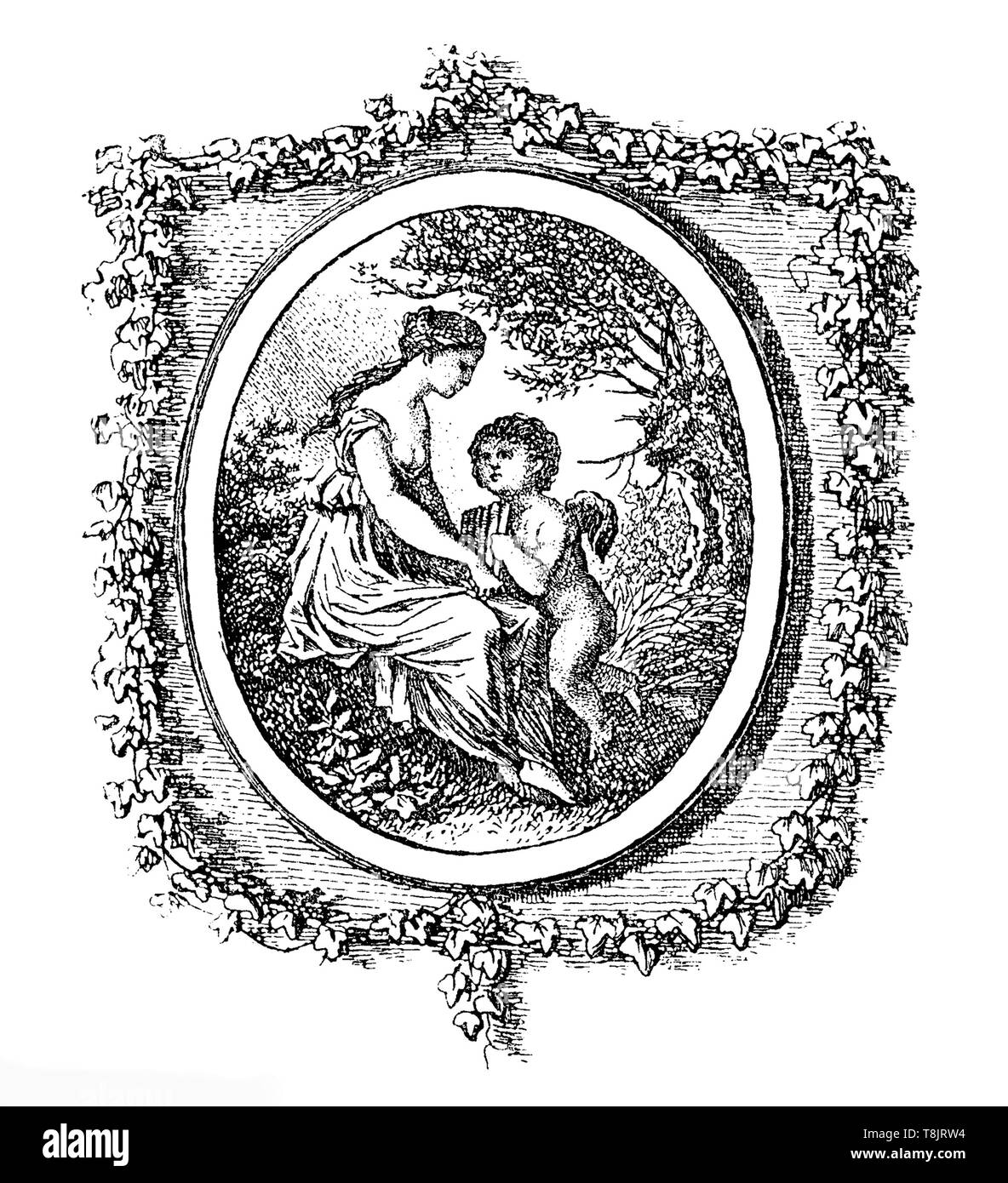 Typographie - scène pastorale par Salomon Gessner 18e siècle Banque D'Images