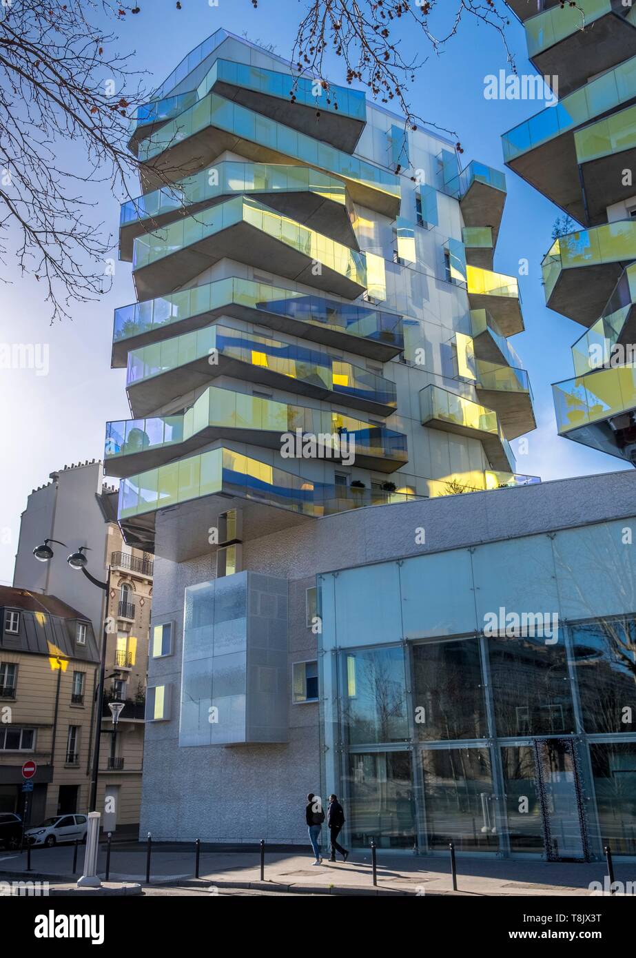 France, Paris, 13e, l'architecture contemporaine par l'architecte Bernard Buhler, Quai d'Austerlitz Banque D'Images