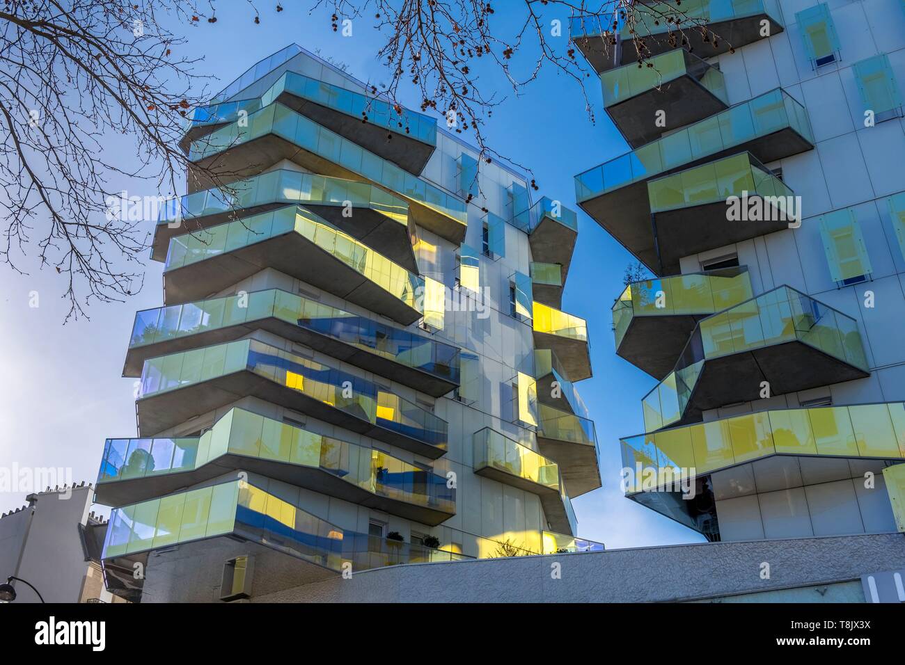 France, Paris, 13e, l'architecture contemporaine par l'architecte Bernard Buhler, Quai d'Austerlitz Banque D'Images
