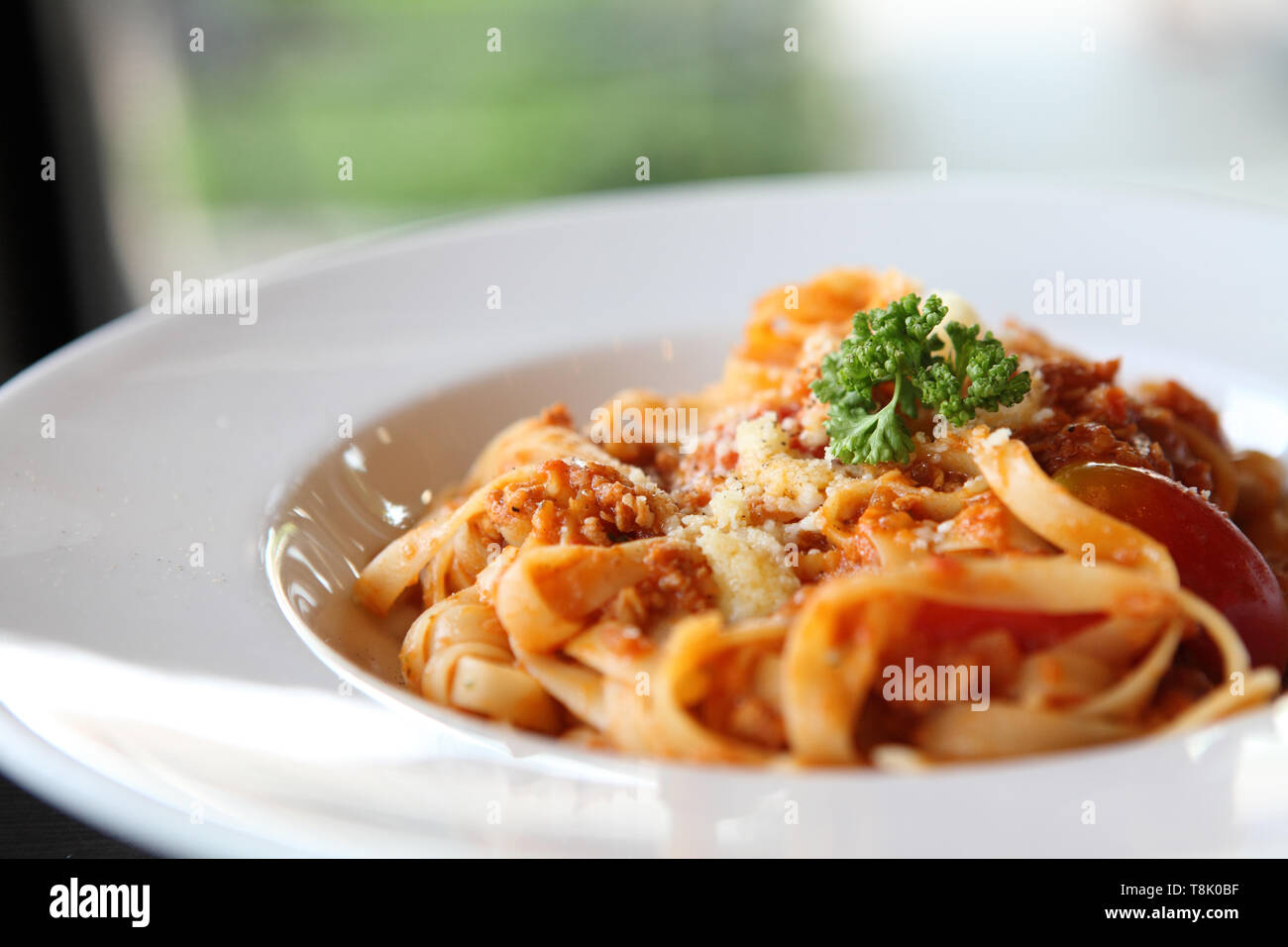 Fettuccine spaghetti sauce au boeuf Banque D'Images