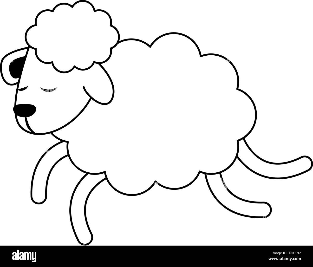 Saut Sheeping isolés cartoon Illustration de Vecteur