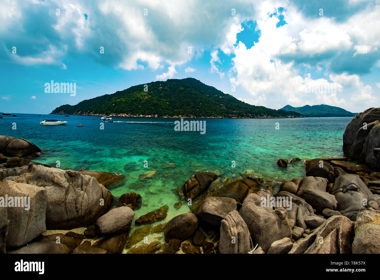 Vue sur l'île de Koh Tao de Ko Nang Yuan en Thaïlande, Asie Banque D'Images