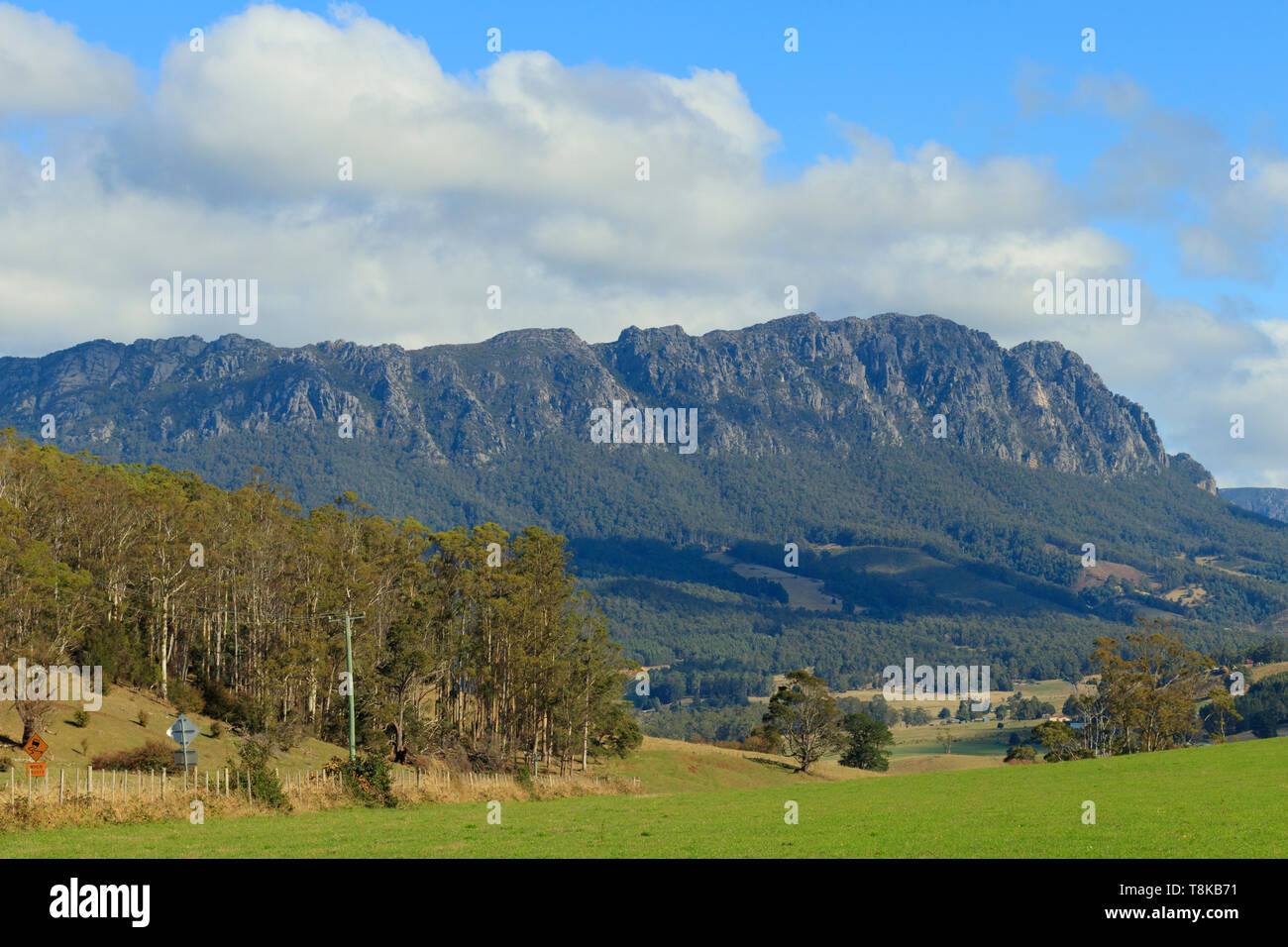 Mont Roland à l'extrémité nord de la grande région de l'ouest de la Tasmanie est Niveaux de 1233 mètres de hauteur. Banque D'Images