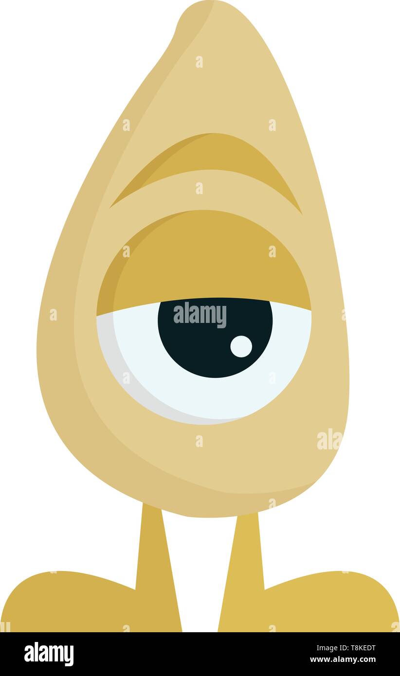 Peinture d'un one-eyed monster marron avec un corps de forme ovale, en position debout, fatigués, vecteur de dessin en couleur ou d'illustration. Illustration de Vecteur