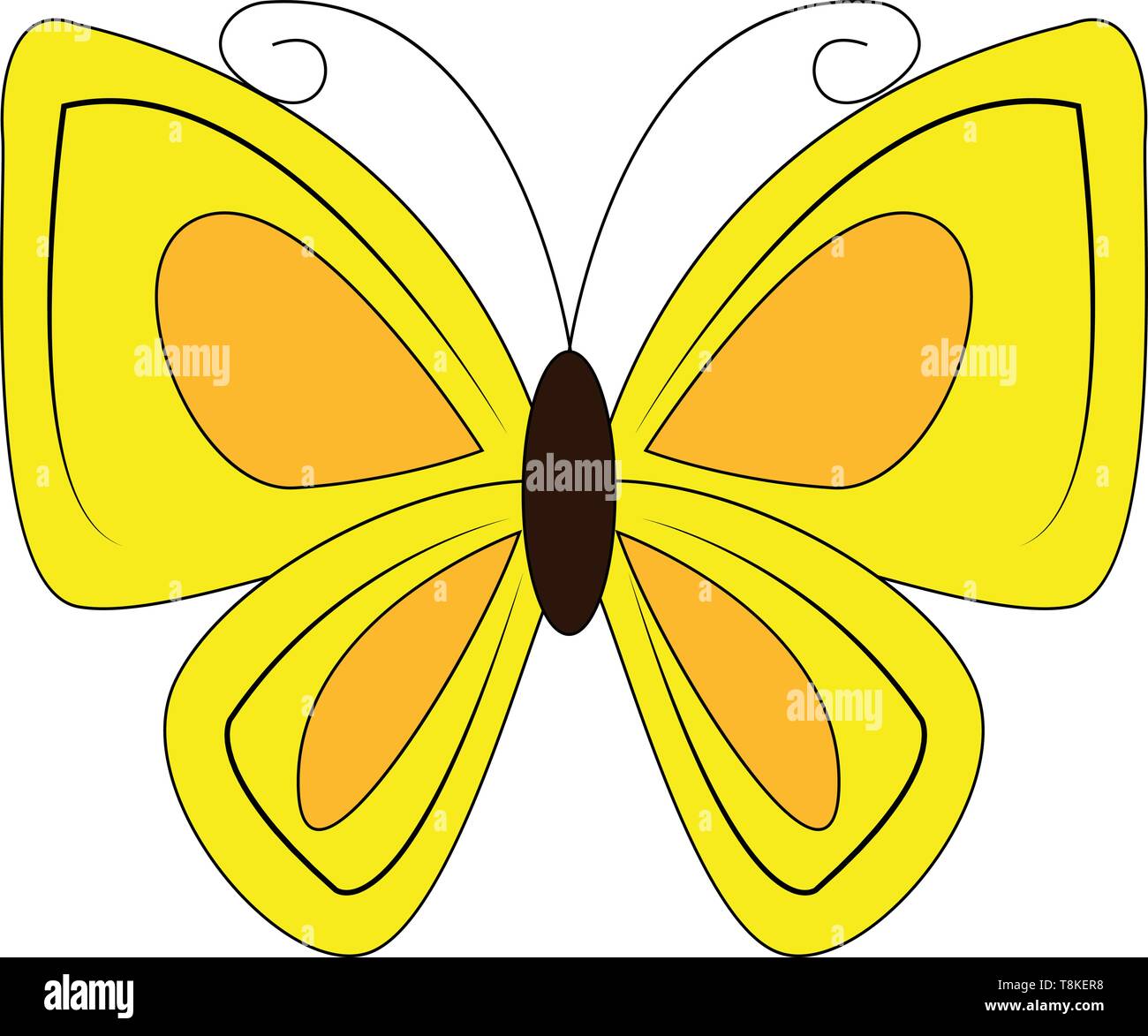 D'un clipart papillon avec deux paires de gros, généralement de couleur jaune vive ailes couvertes d'écailles microscopiques de patrons différents, vecteur, Illustration de Vecteur