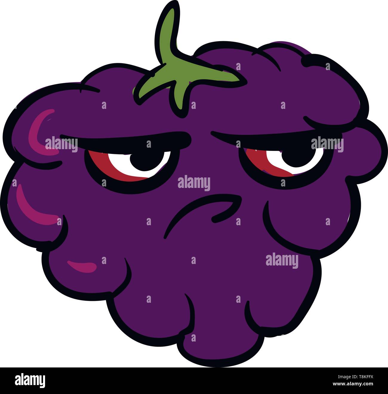 Blackberry est un petit soft black, ou violet foncé fruit qui pousse sur une plante appelée mûriers., Scénario, dessin en couleur ou d'illustration. Illustration de Vecteur