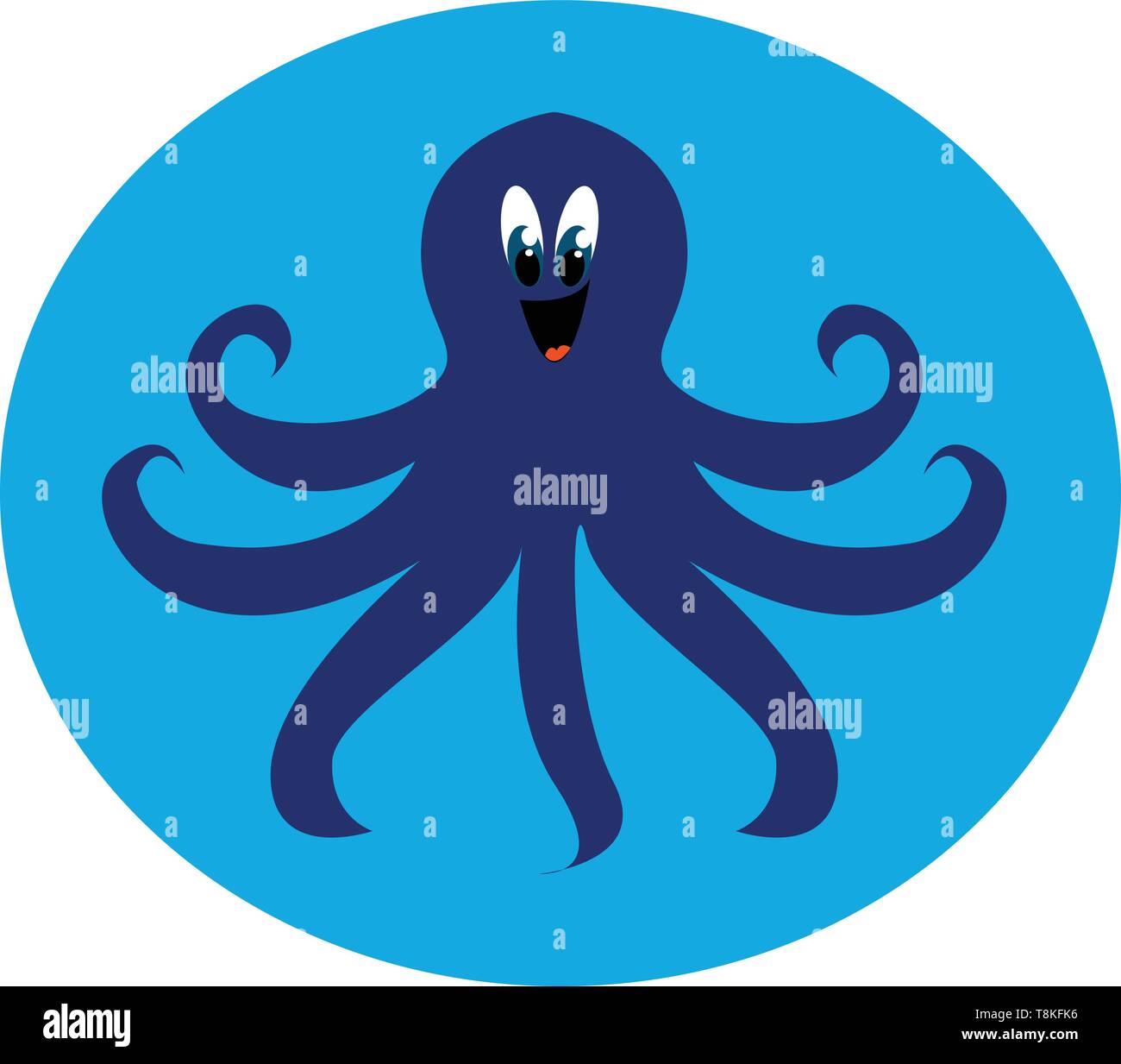 C'est une créature marine à corps mou avec huit longs bras appelés tentacules., Scénario, dessin en couleur ou d'illustration. Illustration de Vecteur