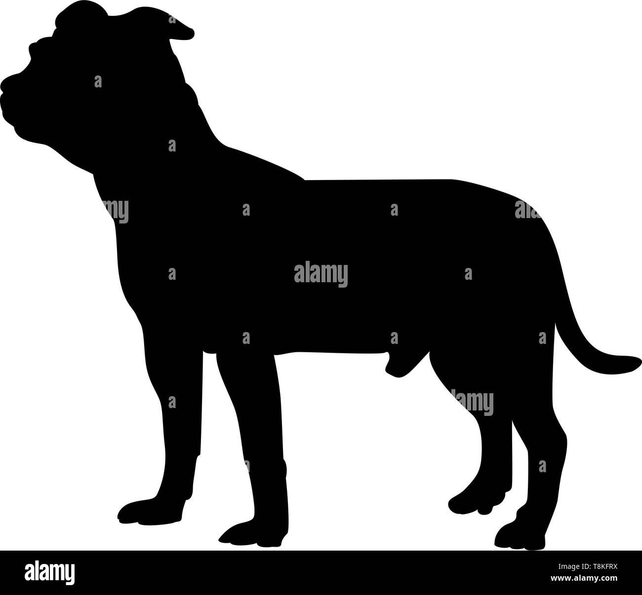 Staffordshire Terrier Dog Silhouette. Illustration Vecteur de douceur. Illustration de Vecteur