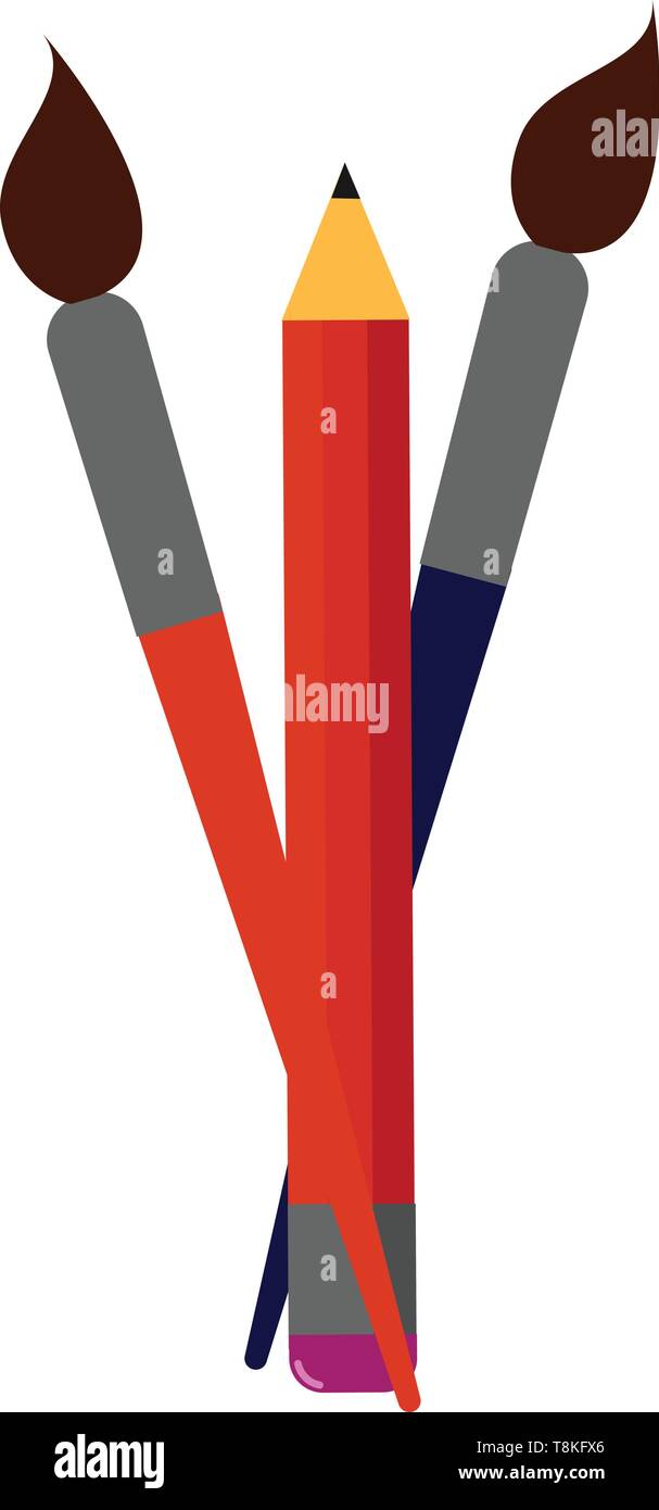 Un pinceau est un pinceau qui est utiliser pour la peinture et les crayons sont utilisés pour faire des croquis, généralement une première étape avant la peinture., vecto Illustration de Vecteur
