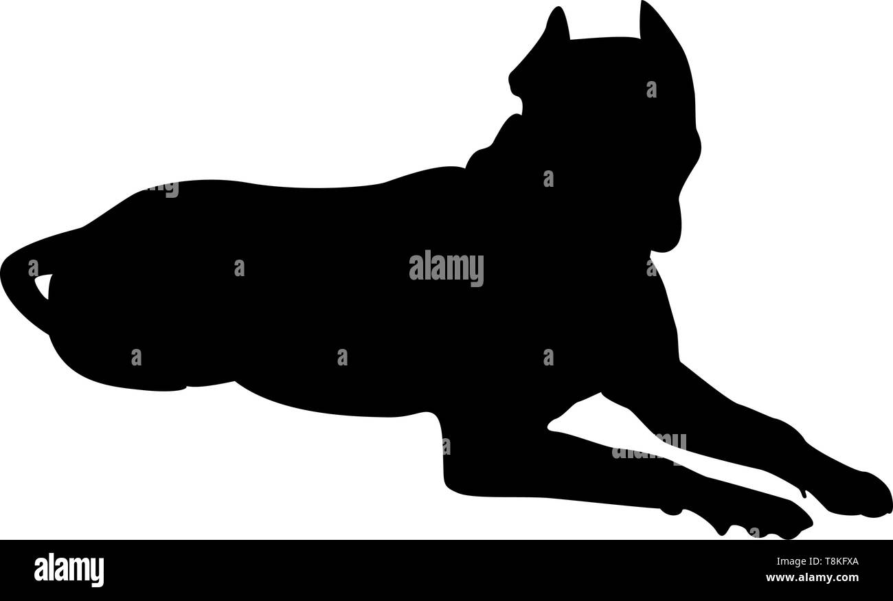 Pit-Bull Terrier Dog Silhouette. Illustration Vecteur de douceur. Illustration de Vecteur