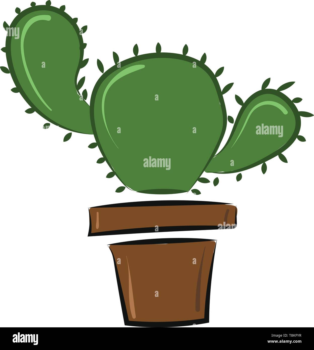 Cactus est une plante qui pousse charnues épaisses en désert. Il a une épaisse tige pour le stockage de l'eau et des points., Scénario, dessin en couleur ou d'illustration. Illustration de Vecteur