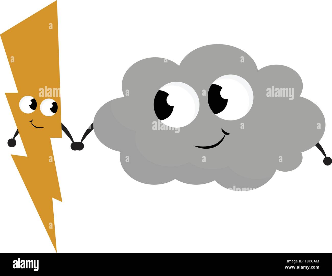 C'est un éclair accompagné de Thunder en nuage, habituellement en temps de pluie ou juste avant le début de la pluie., Scénario, dessin en couleur ou illustra Illustration de Vecteur