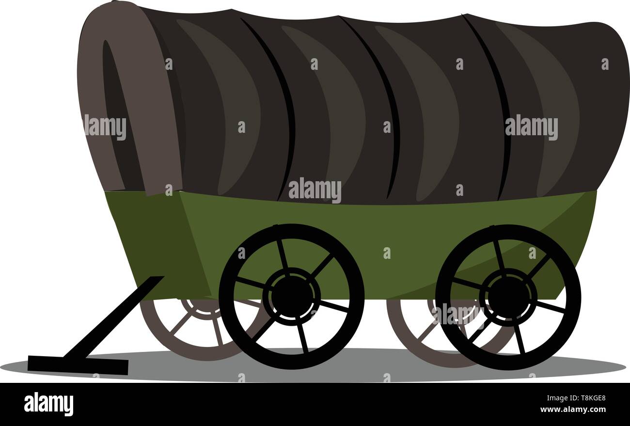 Il s'agit d'une image de chariot couvert. Wagon véhicule est utilisé pour le transport de marchandises et d'autres choses., Scénario, dessin en couleur ou d'illustration. Illustration de Vecteur
