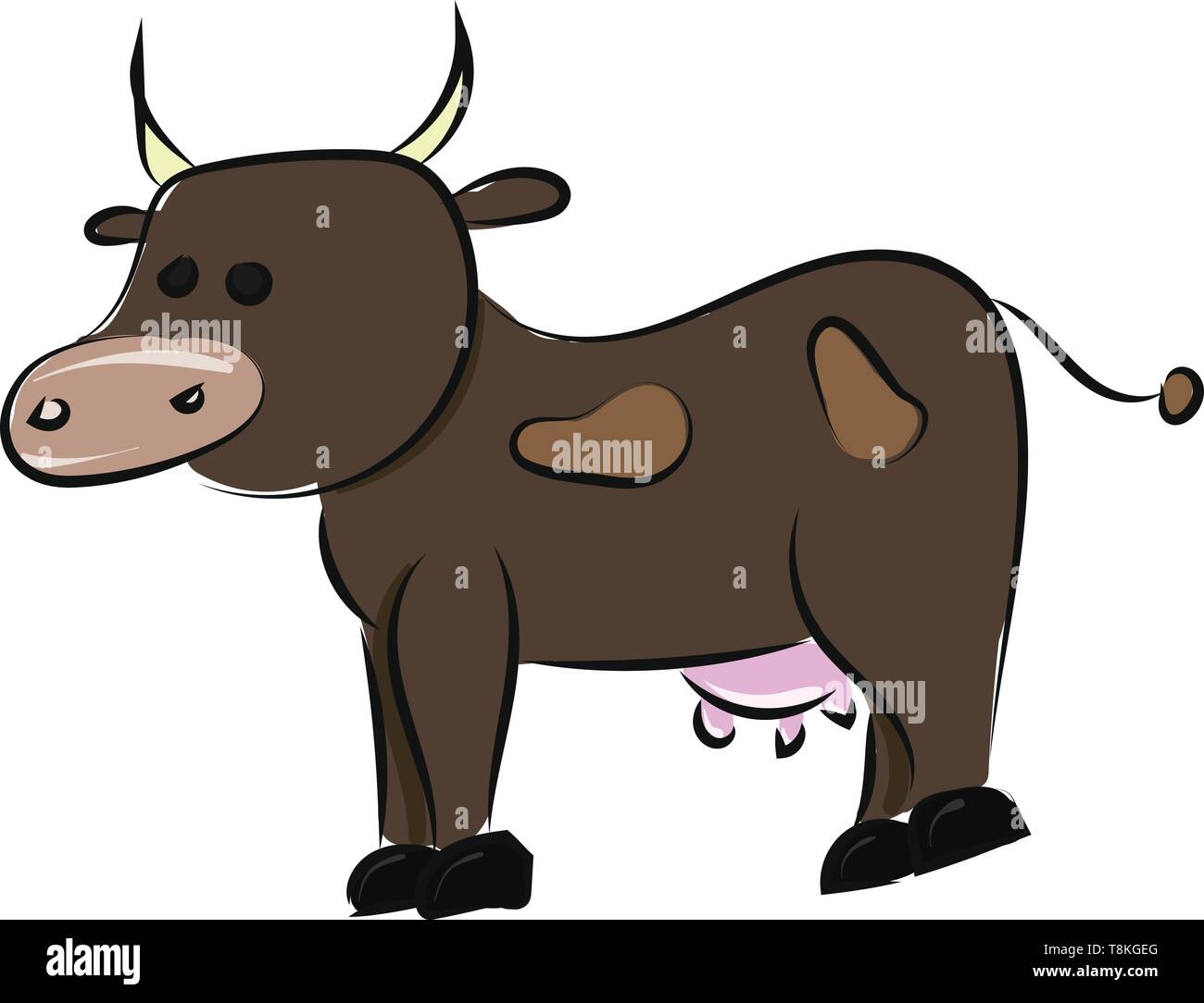 Une vache est une grande femelle les bovins domestiques détenus dans les exploitations, pour son lait et de la viande., Scénario, dessin en couleur ou d'illustration. Illustration de Vecteur