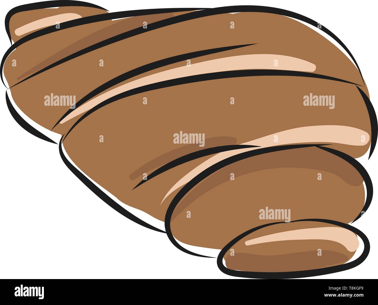 C'est un rouleau en forme de croissant que l'on mange au petit-déjeuner., Scénario, dessin en couleur ou d'illustration. Illustration de Vecteur