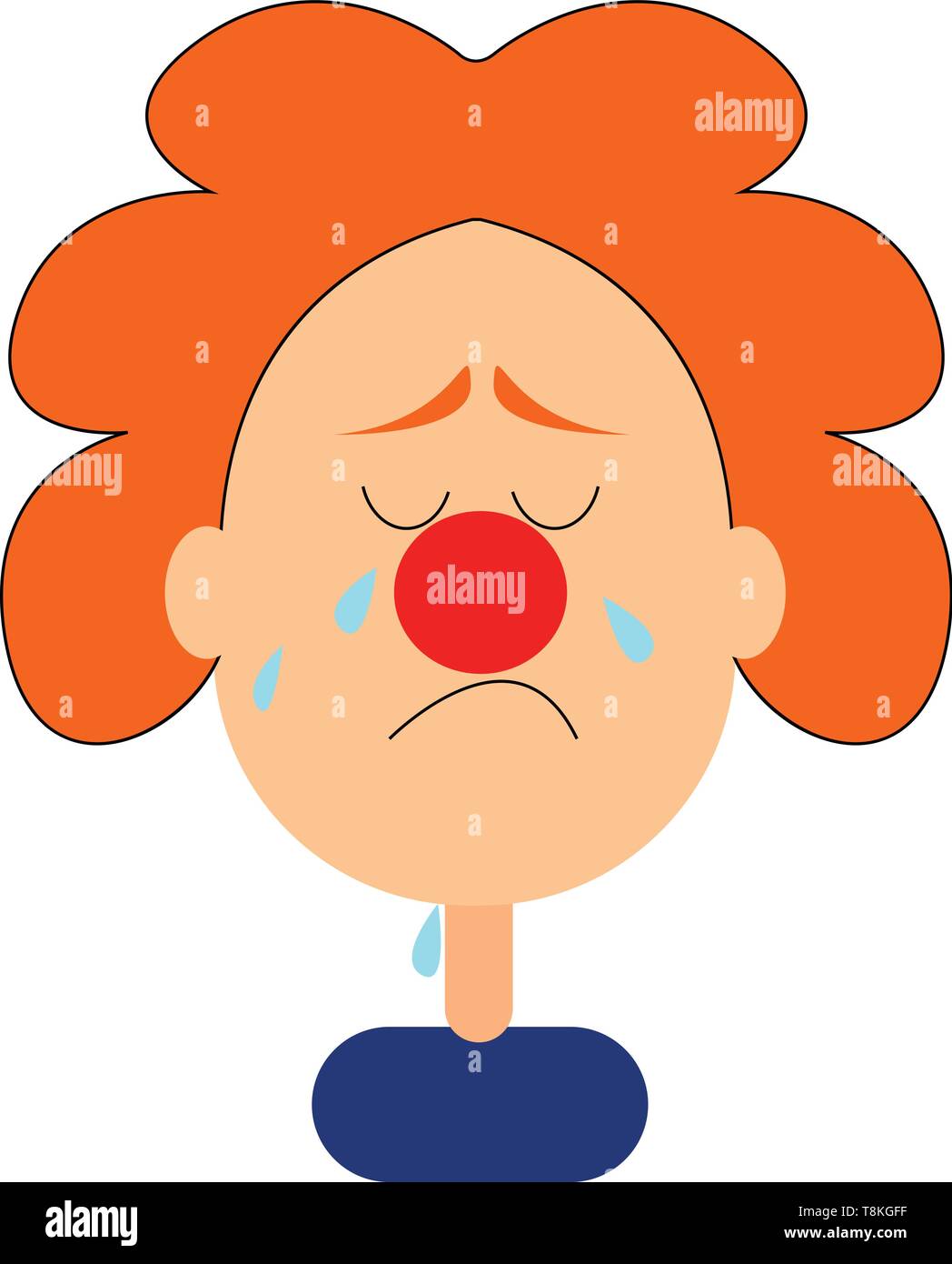 Il s'agit d'une image de clown pleurer. Pleurer est en versant des larmes à cause de la tristesse, la rage ou la douleur., Scénario, dessin en couleur ou d'illustration. Illustration de Vecteur