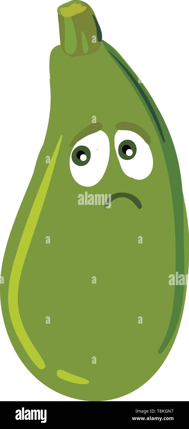 Il est petit en forme de concombre avec la peau des légumes vert foncé., Scénario, dessin en couleur ou d'illustration. Illustration de Vecteur