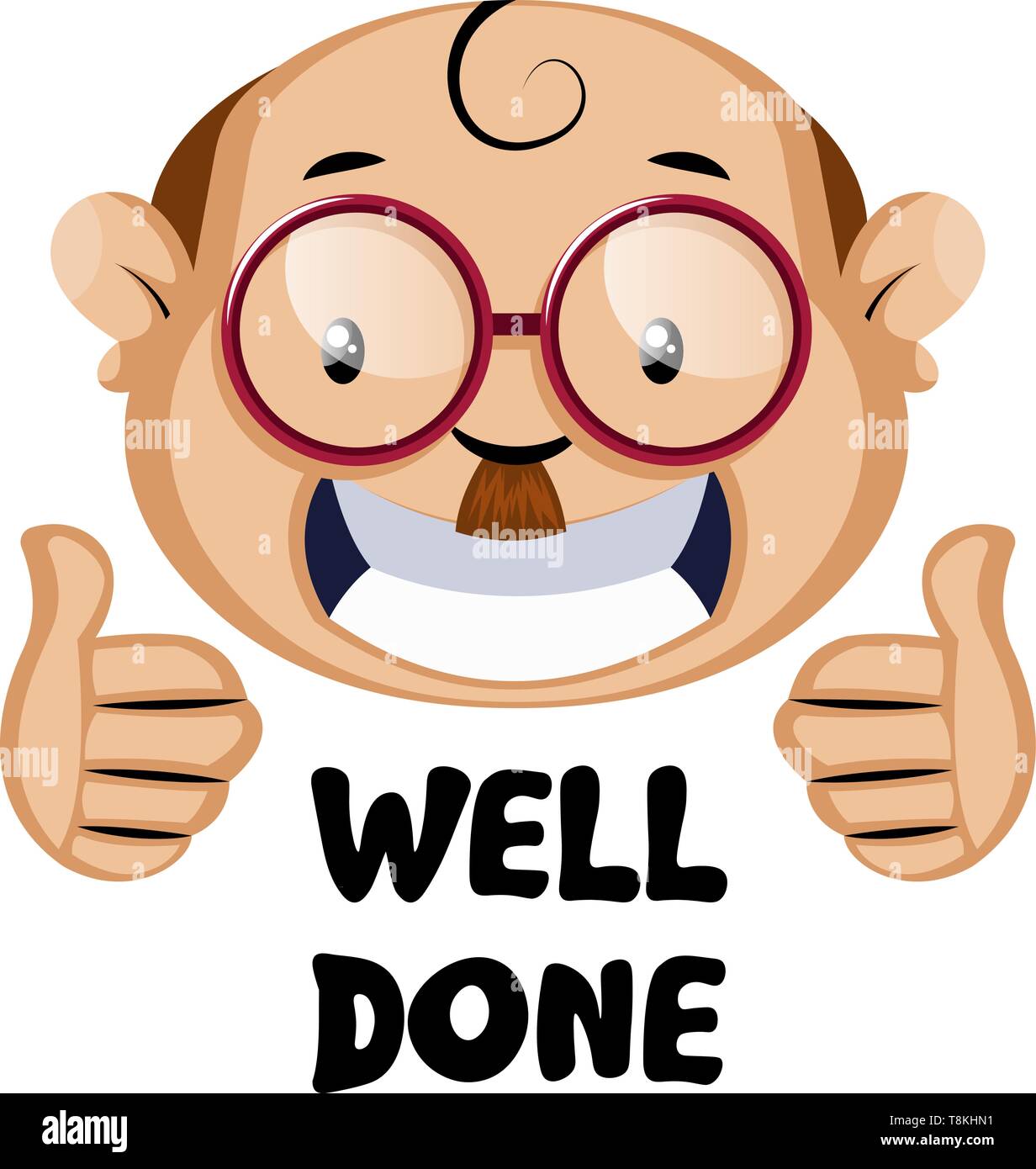 Visage humain drôle avec bien fait signer, illustration, vecteur sur fond blanc. Illustration de Vecteur