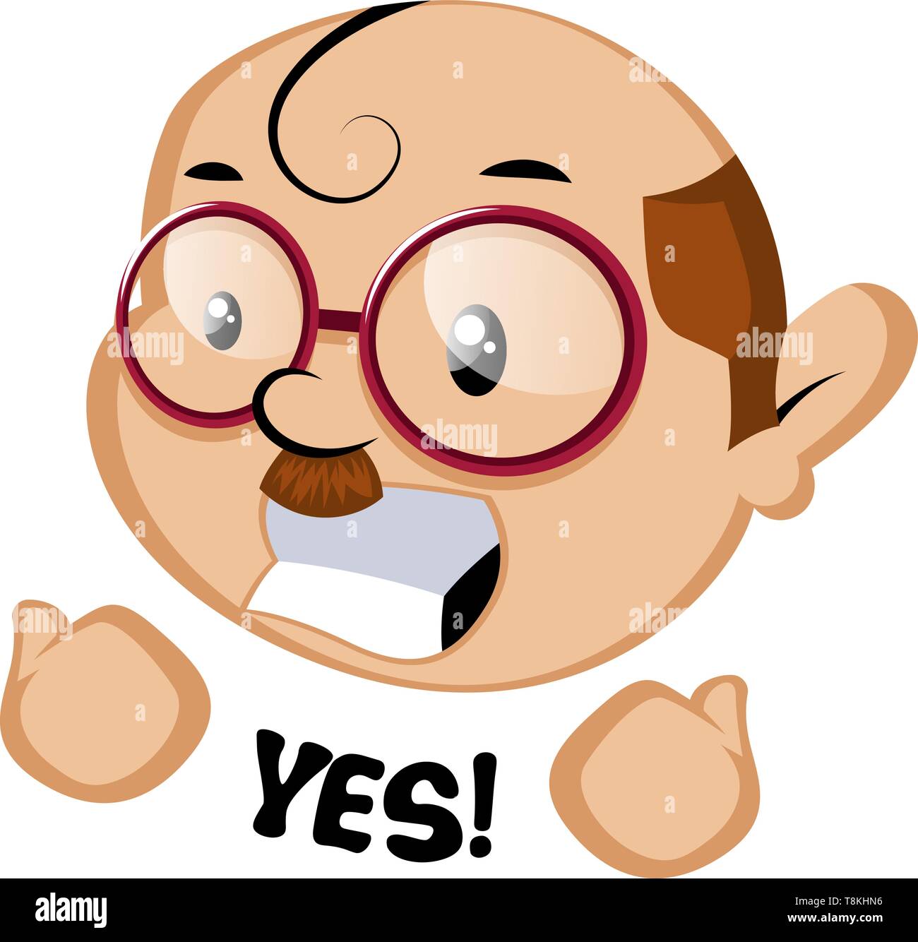 Les drôle avec un emoji oui signer, illustration, vecteur sur fond blanc. Illustration de Vecteur