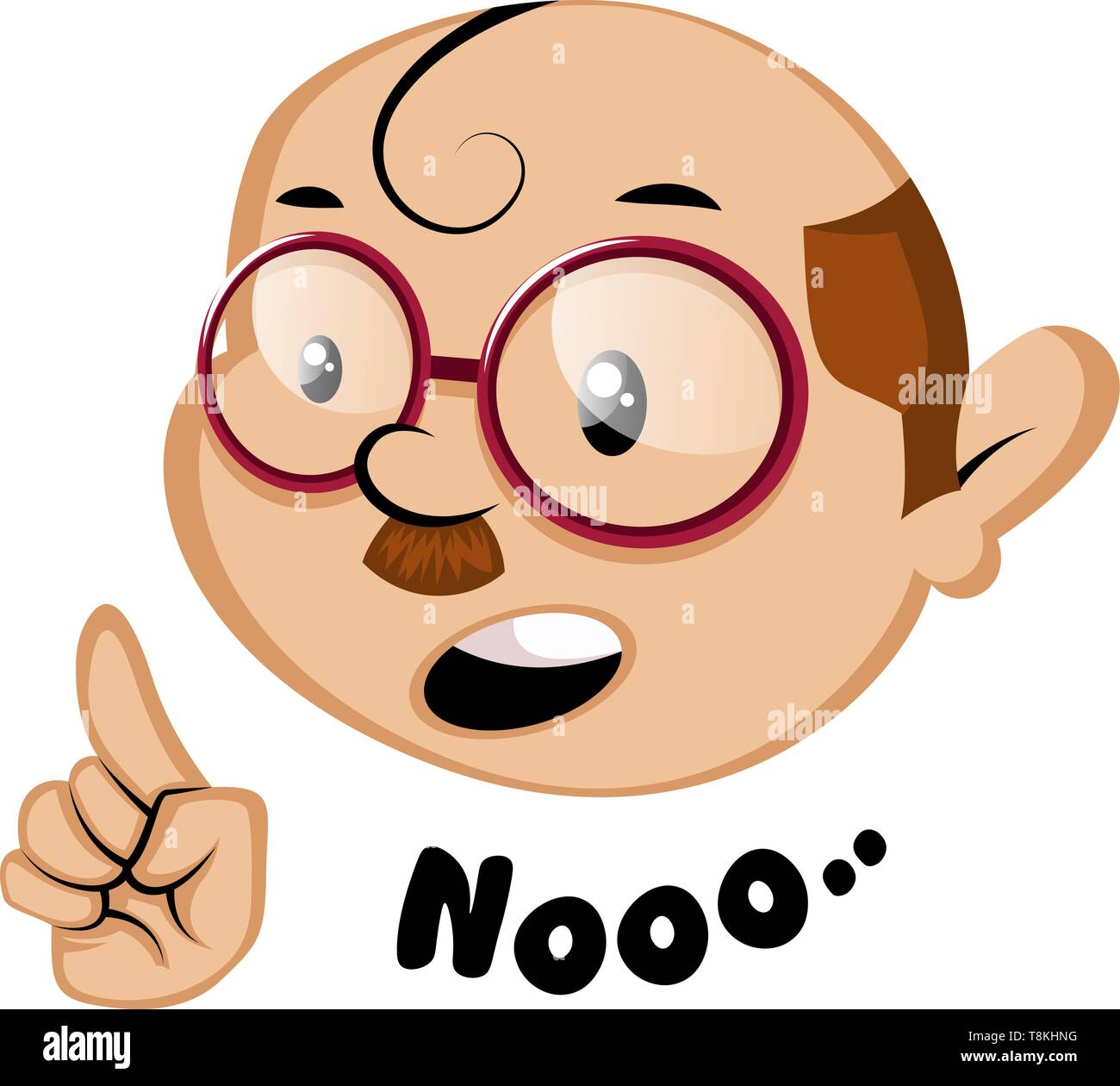 Les drôle avec un emoji lettres Noo, illustration, vecteur sur fond blanc. Illustration de Vecteur