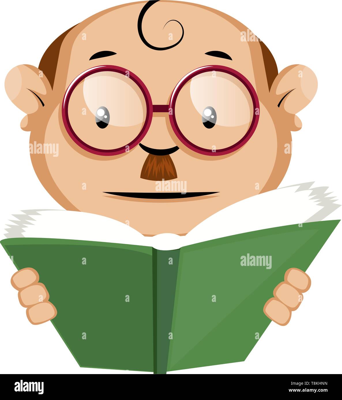 Les drôles de la lecture d'un livre vert emoji, illustration, vecteur sur fond blanc. Illustration de Vecteur