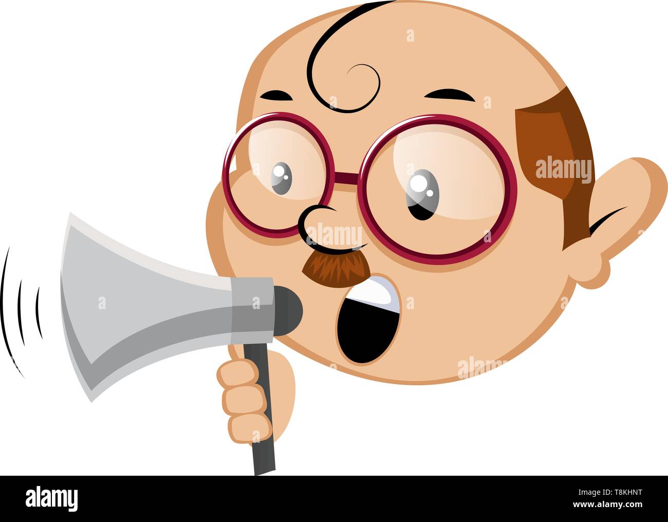 Les drôles d'un mégaphone holding emoji, illustration, vecteur sur fond blanc. Illustration de Vecteur