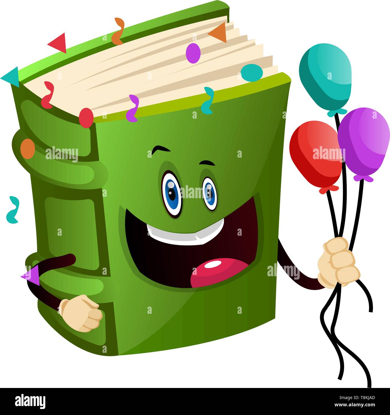 Livre vert holding balloons, illustration, vecteur sur fond blanc. Illustration de Vecteur