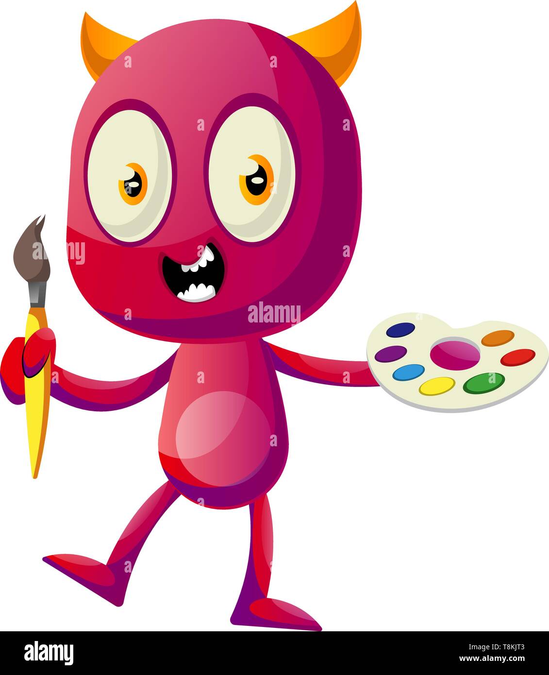 Devil holding palette de couleurs, illustration, vecteur sur fond blanc. Illustration de Vecteur