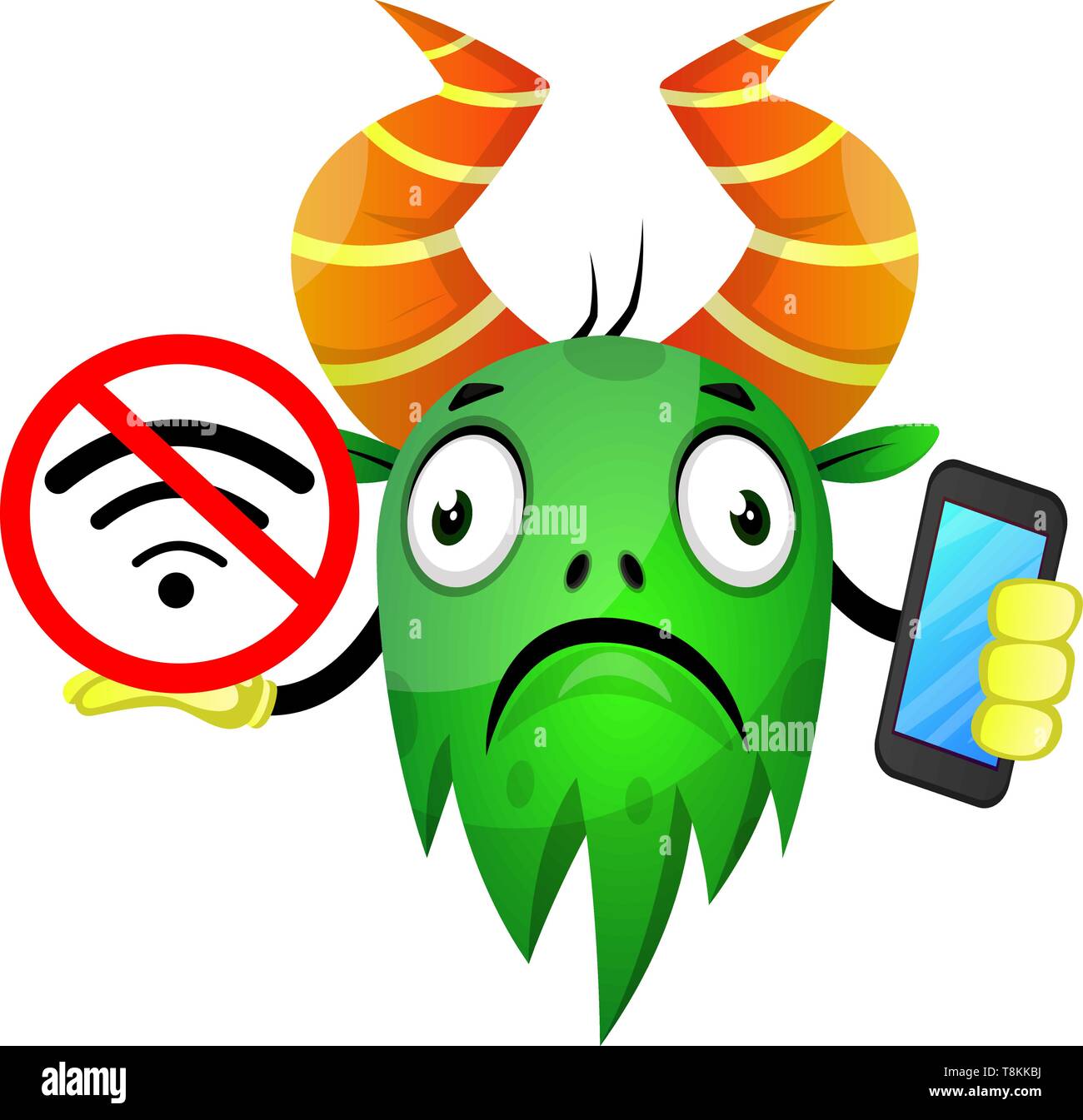 Monstre sans connexion Wi-Fi au réseau local, illustration, vecteur sur fond blanc. Illustration de Vecteur