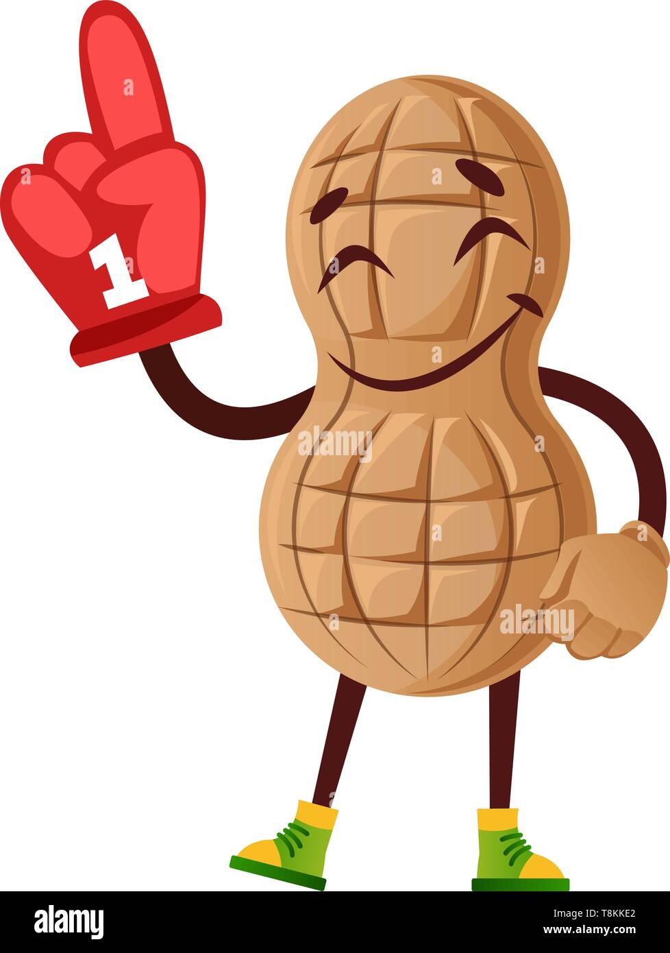 Peanut avec big glove, illustration, vecteur sur fond blanc. Illustration de Vecteur