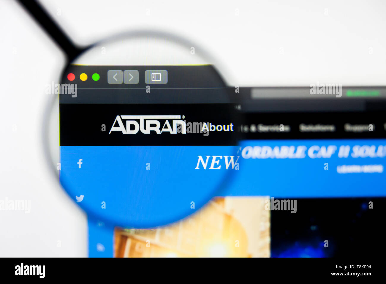 Richmond, Virginie, USA - 8 mai 2019 : Editorial de ADTRAN Inc Page d'accueil du site. Logo ADTRAN Inc visible à l'écran. Banque D'Images