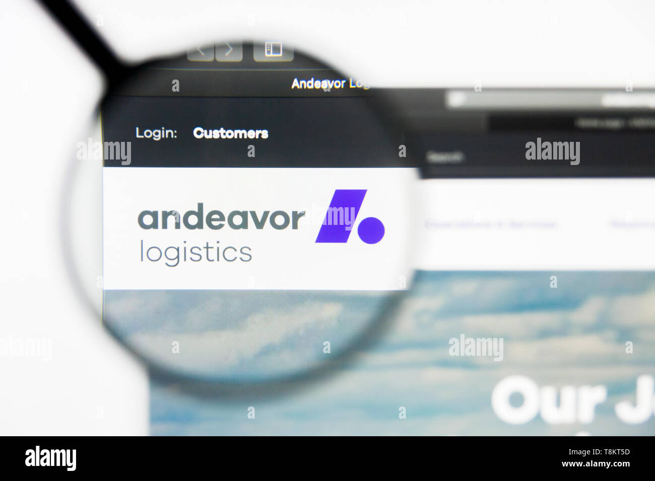 Richmond, Virginie, USA - 9 mai 2019 : Editorial de Andeavor LP logistique d'accueil du site. Logo LP Logistique Andeavor visible à l'écran. Banque D'Images