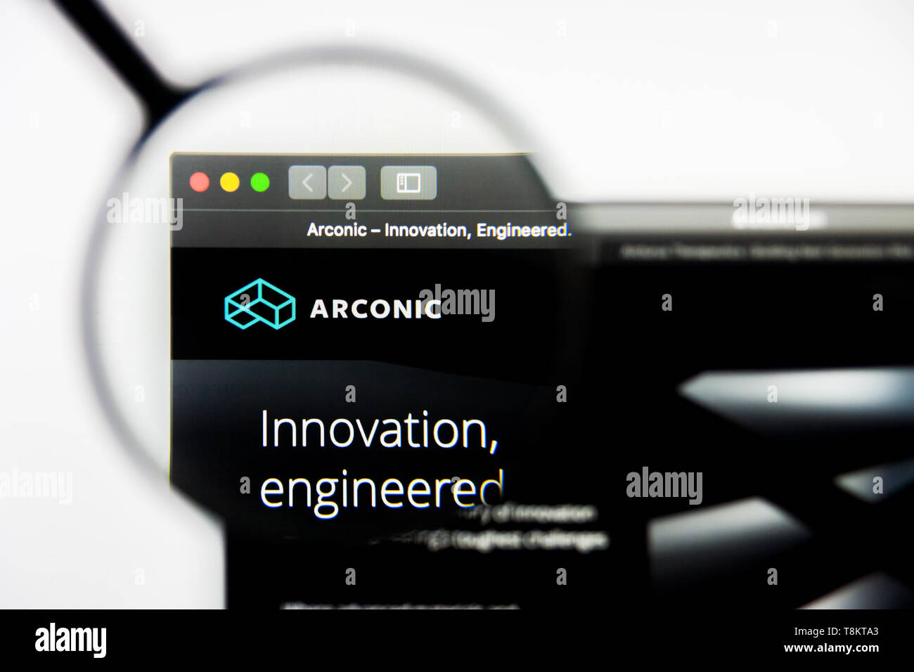 Richmond, Virginie, USA - 9 mai 2019 : rédaction d'illustration d'Arconic Inc Page d'accueil du site. Arconic Inc logo visible à l'écran. Banque D'Images
