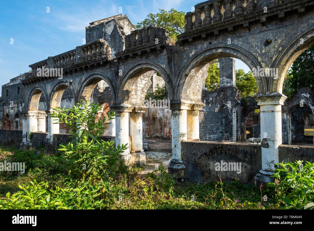 Sri Lanka, province du Nord, Jaffna, vieux parc, ruines du vieux quartier ou Kachchery Secrétariat construit par les Britanniques Banque D'Images
