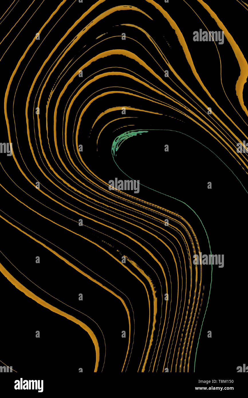 L'imitation de l'or liquide design pattern. Golden color abstract art fractal Creative contexte en Asie de l'Est ou de style arabe. Papier peint de luxe. Wal Banque D'Images
