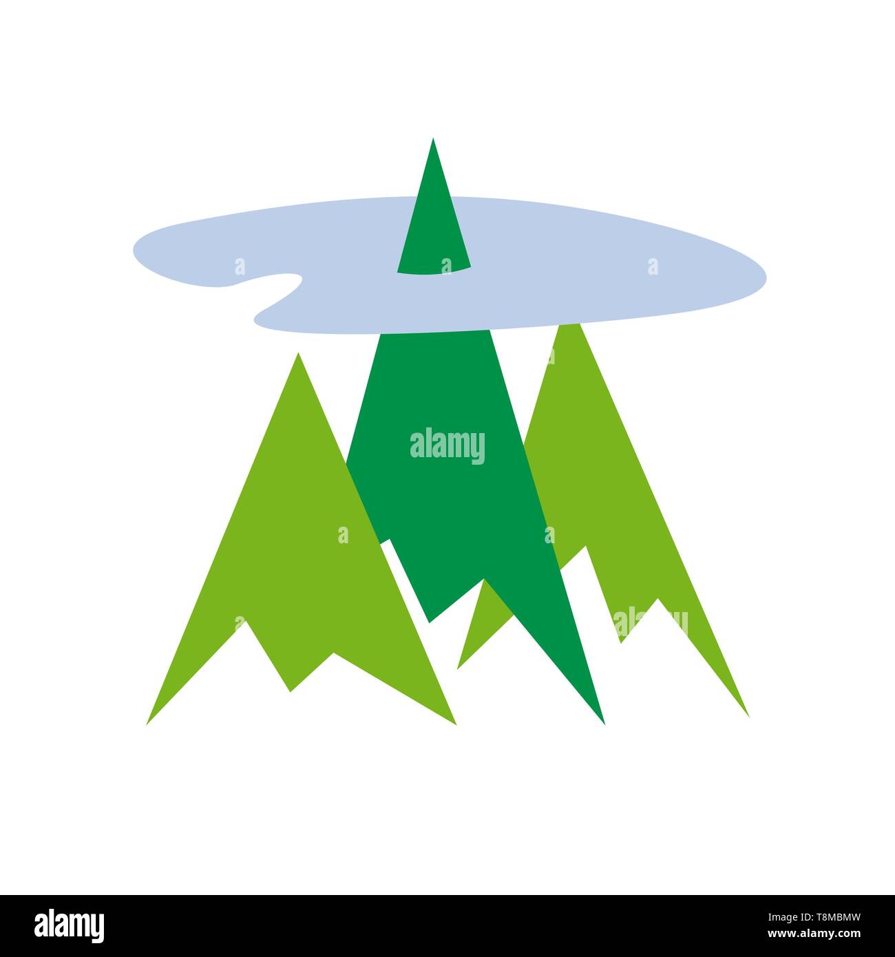 Logo Vector abstract trois montagnes avec le cloud Illustration de Vecteur