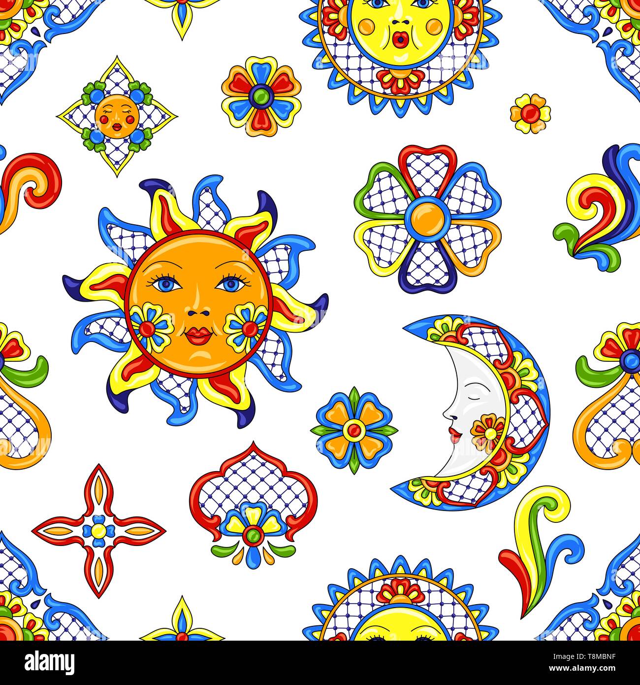 Motif mexicain avec mignon articles art naïf. Illustration de Vecteur