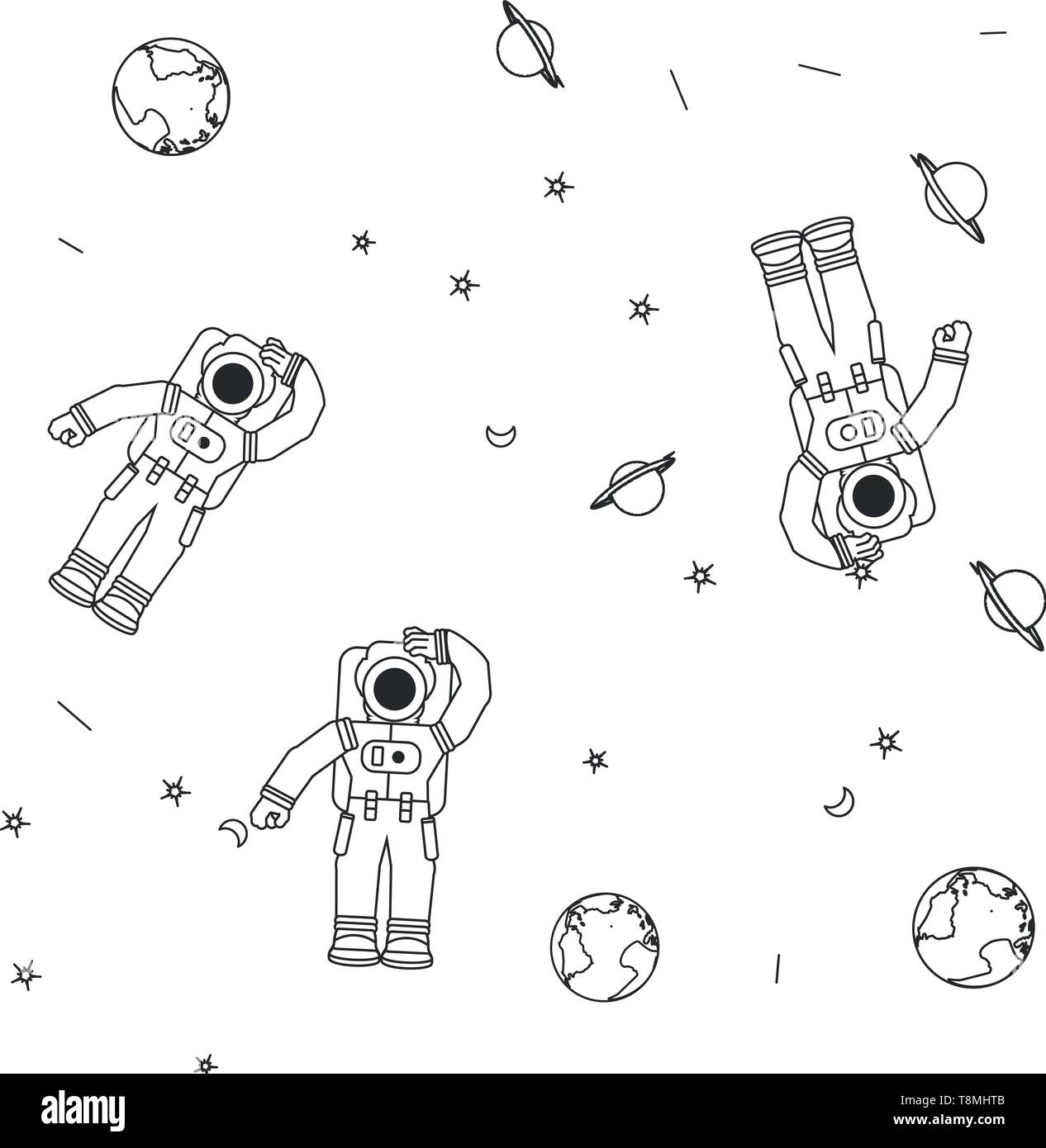 Schéma des combinaisons d'astronautes avec la planète terre et d'étoiles  vector illustration design Image Vectorielle Stock - Alamy