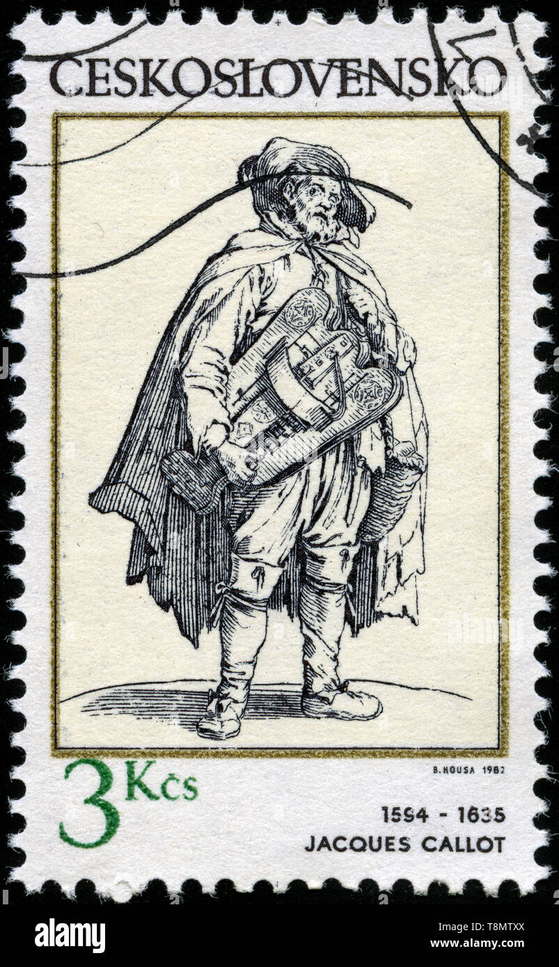 Timbre-poste de l'ancien État tchécoslovaque de l'thèmes musicaux de gravures anciennes série émise en 1982 Banque D'Images