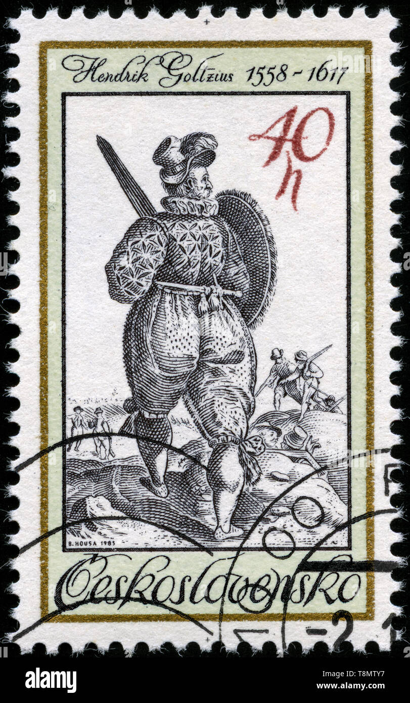 Timbre-poste de l'ancien État tchécoslovaque de l'vieux uniformes et Costumes série émise en 1983 Banque D'Images