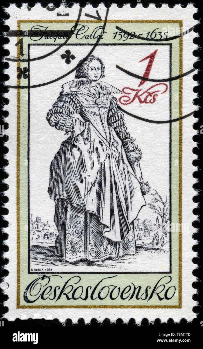 Timbre-poste de l'ancien État tchécoslovaque de l'vieux uniformes et Costumes série émise en 1983 Banque D'Images