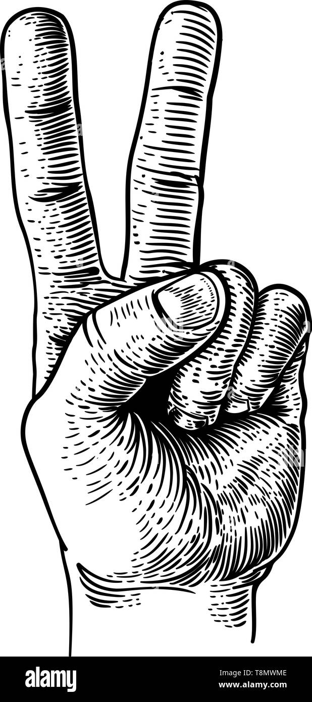 La victoire de la paix signe deux doigts à la main Illustration de Vecteur
