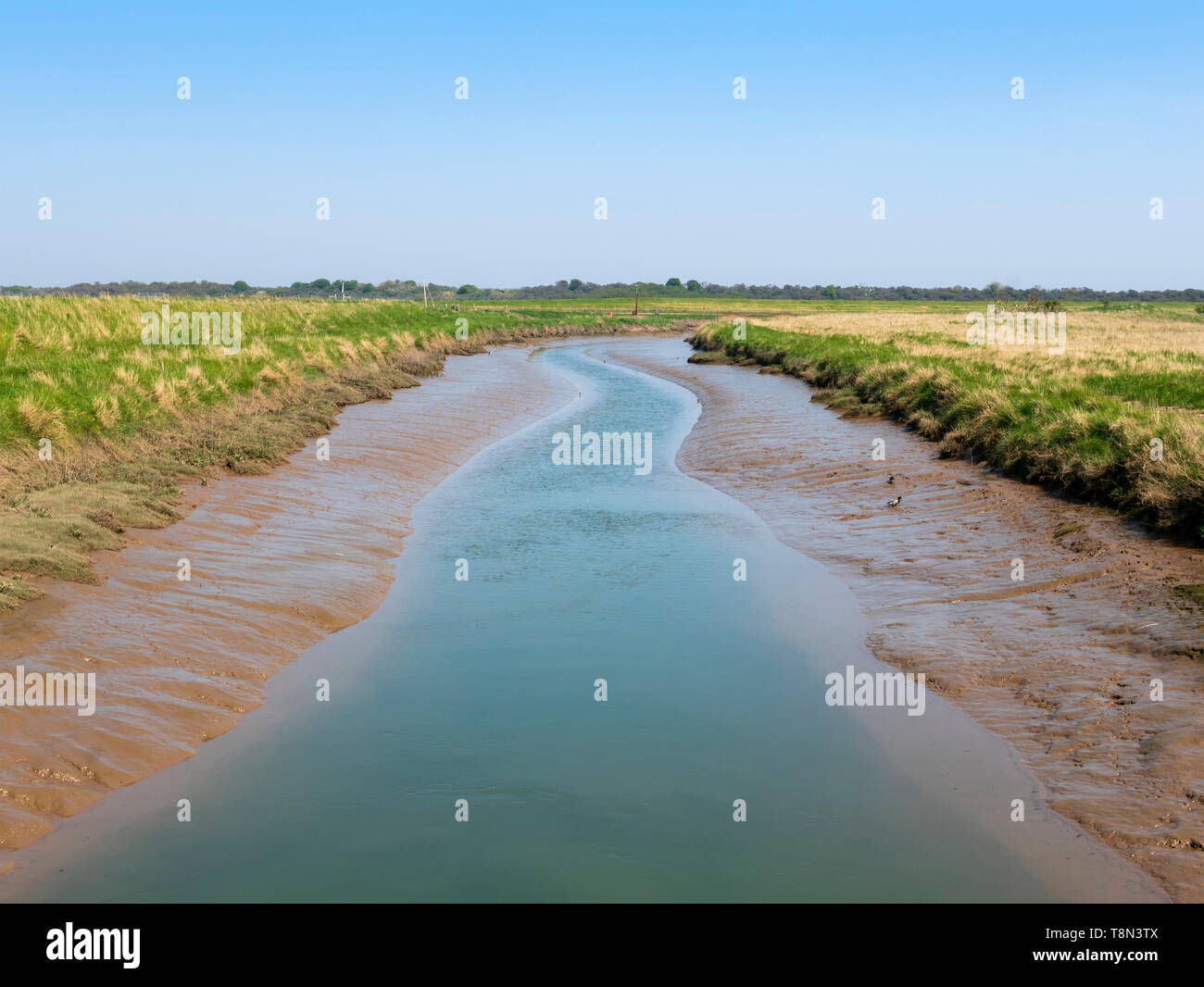 Grande Eau exutoire, Saltfleetby Theddlethorpe - Dunes, Lincolnshire, Angleterre, Royaume-Uni. Banque D'Images